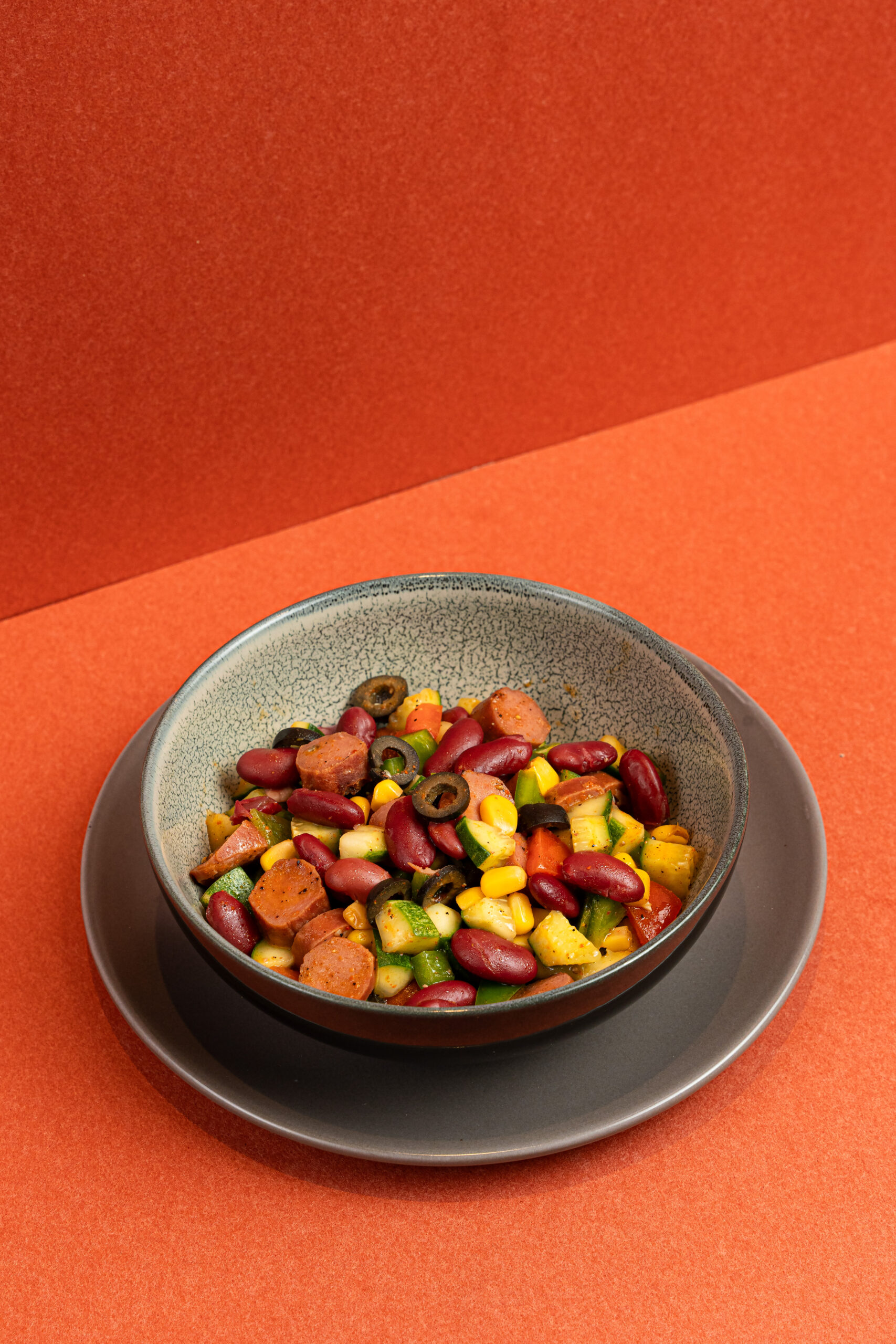 Grilled Sausage Salad with Red Beans